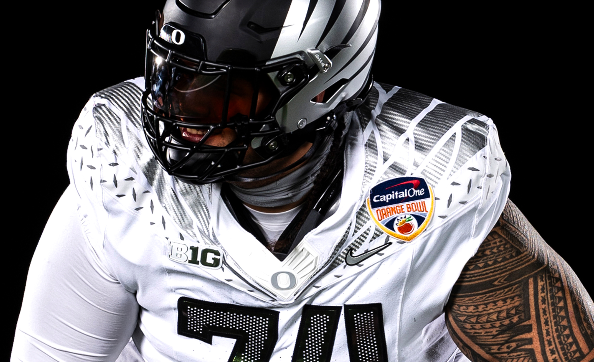 Oregon Ducks uniforms for Orange Bowl vs. Texas Tech Red Raiders.