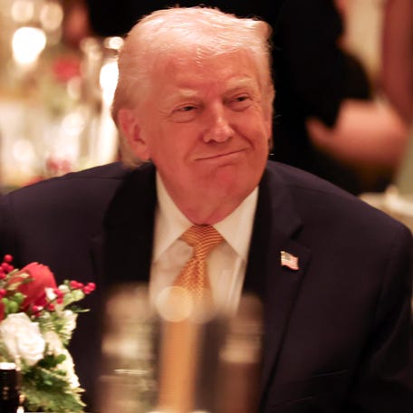President Donald Trump attends a Christmas Eve Dinner At Mar-a-Lago on Dec. 24, 2025 in Palm Beach, Florida. Trump is spending the holidays in Florida this year.