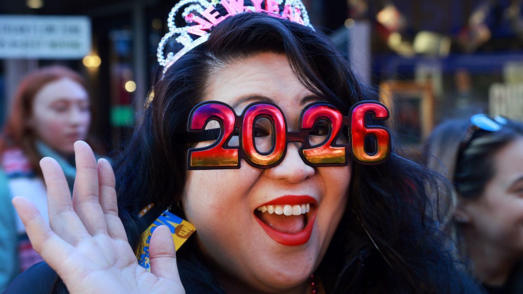 Celebrating 2026 in New York City's Times Square on Dec. 18, 2025.