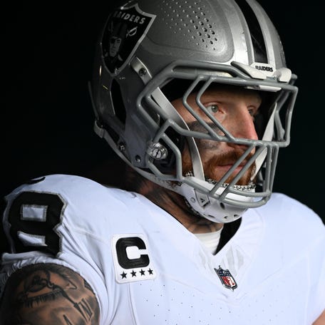 Dec 14, 2025; Philadelphia, Pennsylvania, USA; Las Vegas Raiders defensive end Maxx Crosby (98) in the tunnel against the Philadelphia Eagles at Lincoln Financial Field.