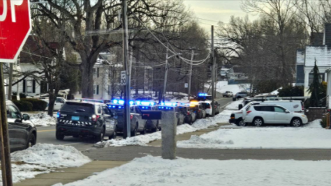 A large contingent of law enforcement officers was on scene Friday.