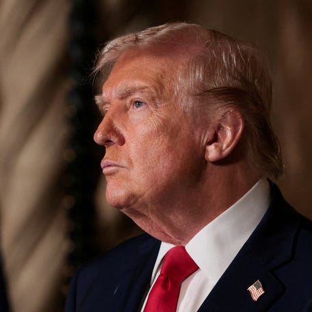 FILE PHOTO: U.S. President Donald Trump attends a press conference, as he makes an announcement about the Navy's "Golden Fleet" at Mar-a-lago in Palm Beach, Florida, U.S., December 22, 2025. REUTERS/Jessica Koscielniak/File Photo