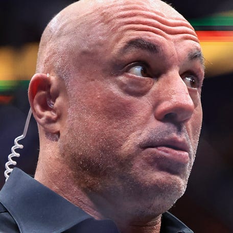 Joe Rogan, left, is condemning President Donald Trump for his recent comments about the late Rob Reiner.