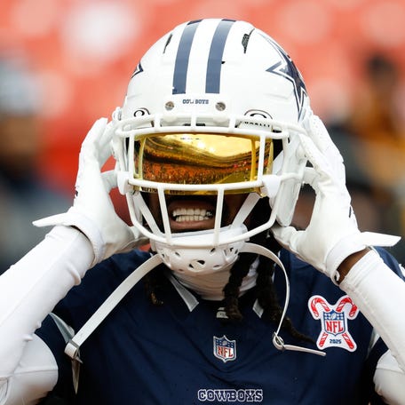 Dec 25, 2025; Landover, Maryland, USA; Dallas Cowboys cornerback Trevon Diggs (7) looks on during warmups before the game against the Washington Commanders at Northwest Stadium.