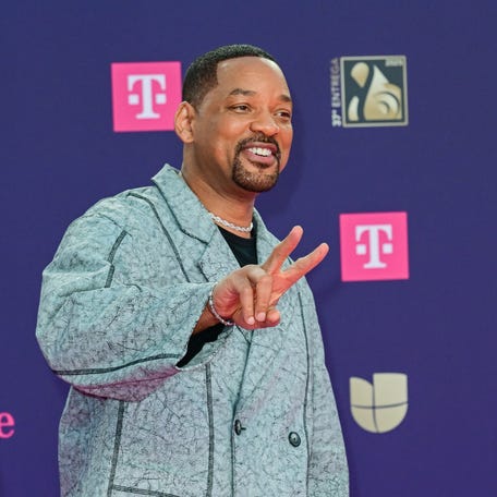 Will Smith arrives for Univision's 37th Premio Lo Nuestro at the Kaseya Center in Miami, on Feb. 20, 2025.