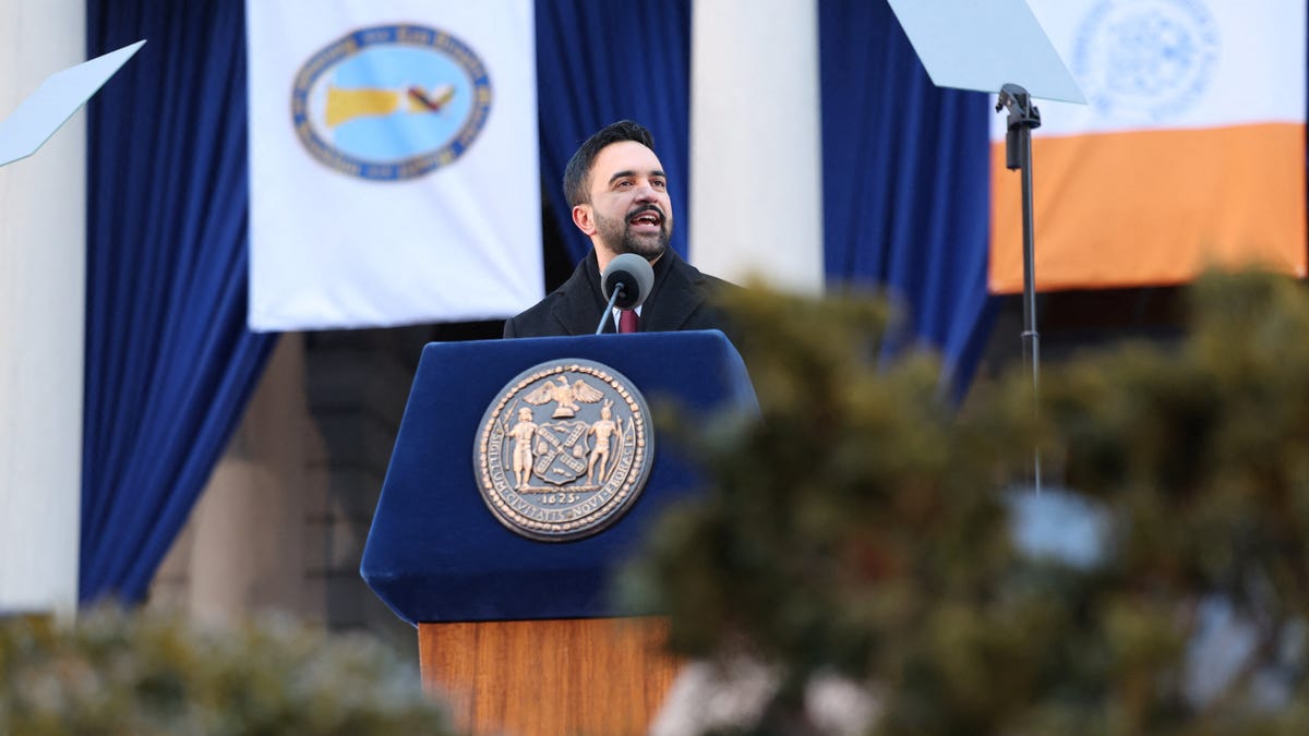New York City Mayor Zohran Mamdani delivers a speech during his inauguration ceremony in New York City on Jan. 1, 2026.