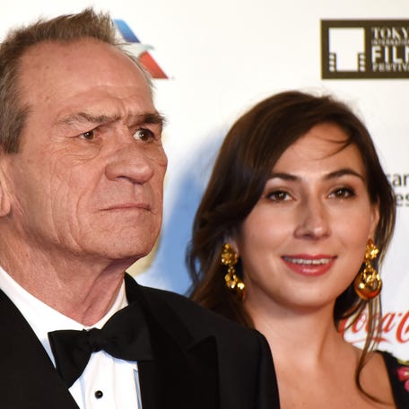 Tommy Lee Jones poses with his daughter, Victoria Jones at the opening ceremony of the 30th Tokyo International Film Festival on Oct. 25, 2017.