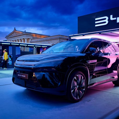 The Chinese producer of electric cars BYD presents its vehicles on the opening day of the IAA MOBILITY 2025 automobile fair on September 09, 2025 in Munich, Germany. (Photo by Johannes Simon/Getty Images)