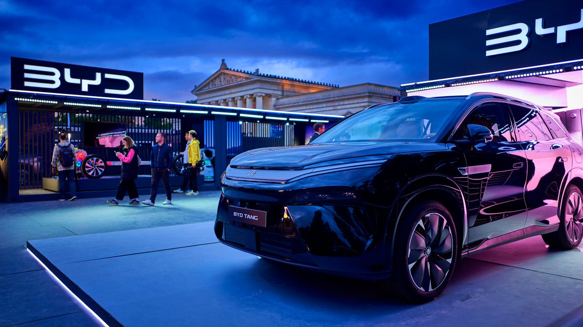 The Chinese producer of electric cars BYD presents its vehicles on the opening day of the IAA MOBILITY 2025 automobile fair on September 09, 2025 in Munich, Germany. (Photo by Johannes Simon/Getty Images)