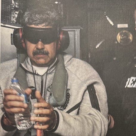 Venezuelan leader Nicolás Maduro, pictured here after his capture aboard the USS Iwo Jima, is seen in this handout image posted by U.S. President Donald Trump on Truth Social Jan. 3, 2026. The United States captured Venezuelan leader Nicolás Maduro and his wife in an overnight military operation on Jan. 3, 2026, President Donald Trump said, as explosions rocked Caracas and targets across the country.