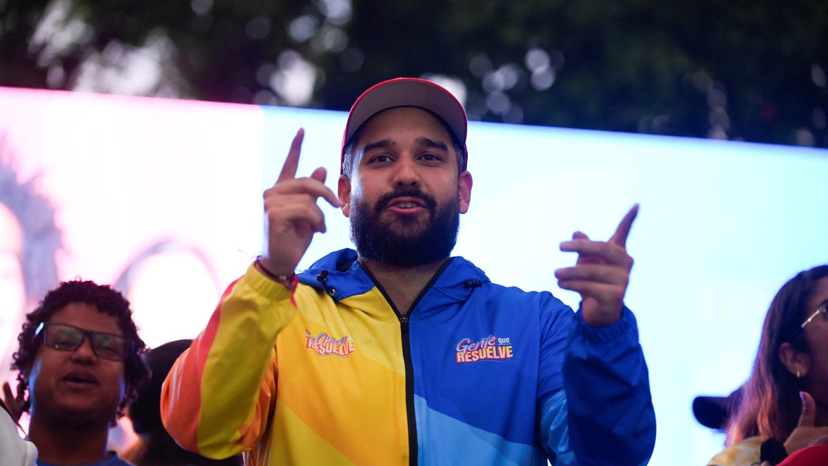 Nicolás Maduro Guerra, son of Venezuela's President Nicolás Maduro, addresses supporters during a political rally ahead of the upcoming legislative and gubernatorial elections, in Caracas, Venezuela May 21, 2025.