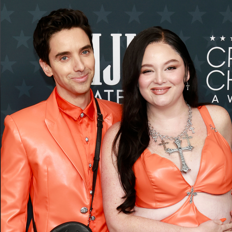 Paul W. Downs (second from right) and Megan Stalter (right) recreated Timothée Chalamet (left) and Kylie Jenner's (second from left) matching Chrome Hearts outfits from the Dec. 8, 2025, "Marty Supreme" premiere at the 31st Annual Critics Choice Awards on Jan. 4, 2026.