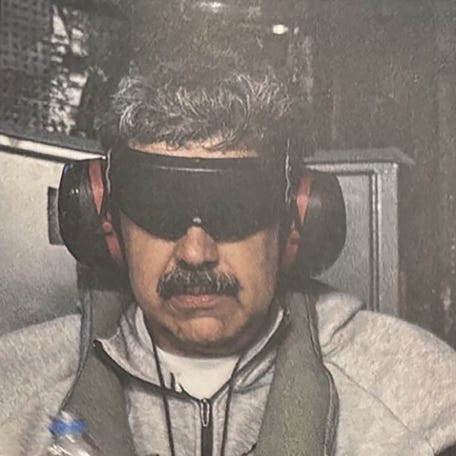 A photograph that U.S. President Donald Trump posted on his Truth Social account shows what he describes as Venezuelan President "Nicolas Maduro on board the USS Iwo Jima" amphibious assault ship on Jan. 3, 2026.