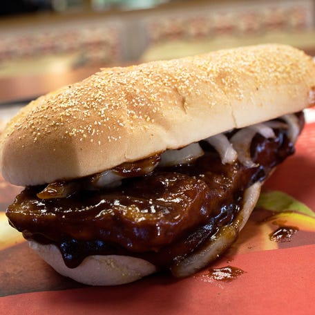 A McRib sandwich is seen at a McDonald's restaurant on Nov. 3, 2010 in San Francisco, California.