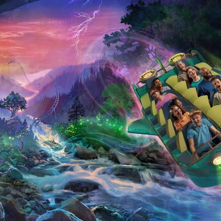 Artist rendering of new NightFlight Expedition attraction coming to Dollywood.