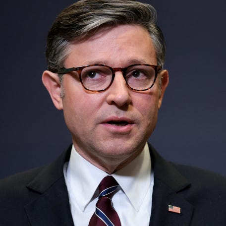 House Speaker Mike Johnson (R-LA) speaks to members of the media following a briefing for the House of Representatives on the situation in Venezuela on Capitol Hill on January 7, 2026.