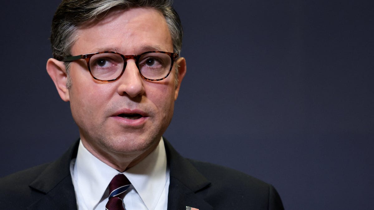 House Speaker Mike Johnson (R-LA) speaks to members of the media following a briefing for the House of Representatives on the situation in Venezuela on Capitol Hill on January 7, 2026.