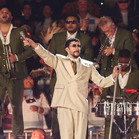 Puerto Rican singer Bad Bunny performs during a concert of his "DeBi TiRAR MaS FOToS World Tour" in Mexico City, Mexico, Dec. 10, 2025.