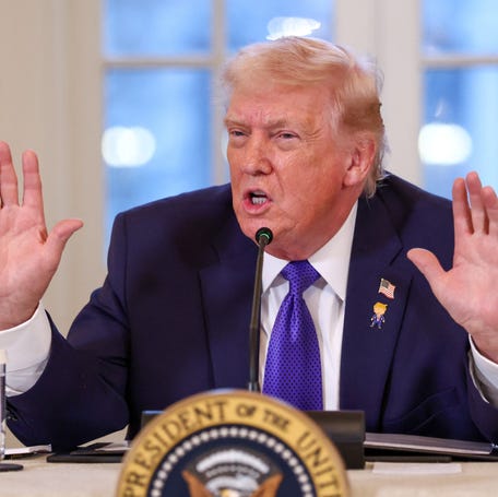 President Donald Trump attends a meeting at the White House in Washington, DC, on Jan. 9, 2026.