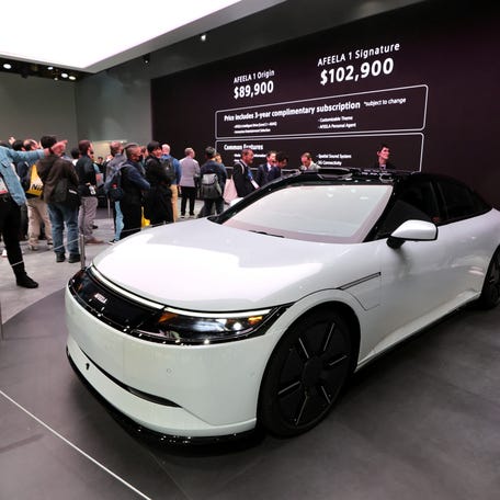 A Sony-Honda Afeela 1 Signature electric vehicle is displayed during CES 2025, an annual consumer electronics trade show, in Las Vegas, Nevada, U.S. January 8, 2025. REUTERS/Steve Marcus