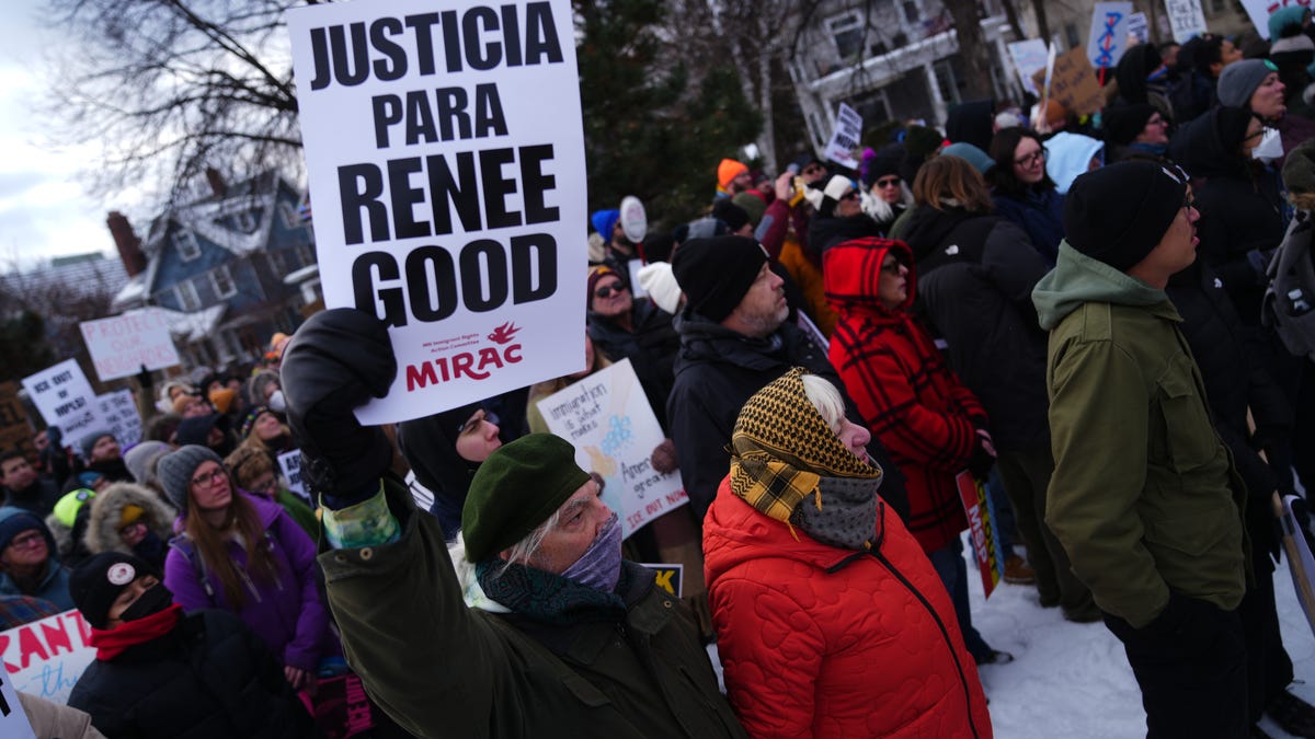 At least 3,000 people gathered for an anti-ICE protest at Powderhorn Park in south Minneapolis on Jan. 10, 2026, after the fatal shooting of Renee Nicole Good.