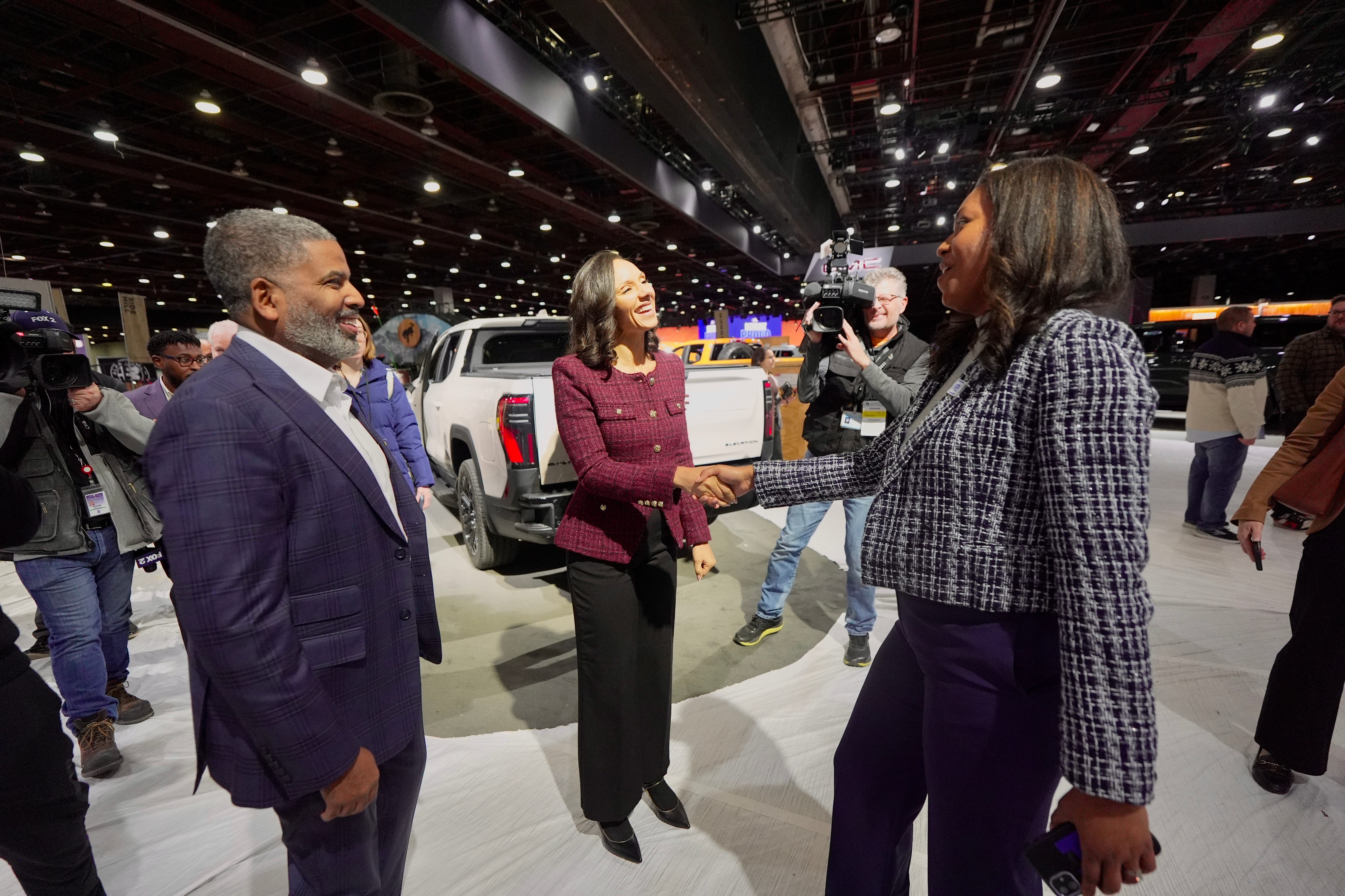 Mayor Mary Sheffield toured the Detroit Auto Show floor for the first time as mayor days before displays open up to the public.