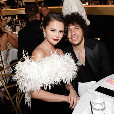 Selena Gomez and Benny Blanco in the audience during the 83rd Annual Golden Globes in Beverly Hills, Calif on Jan. 11, 2026.