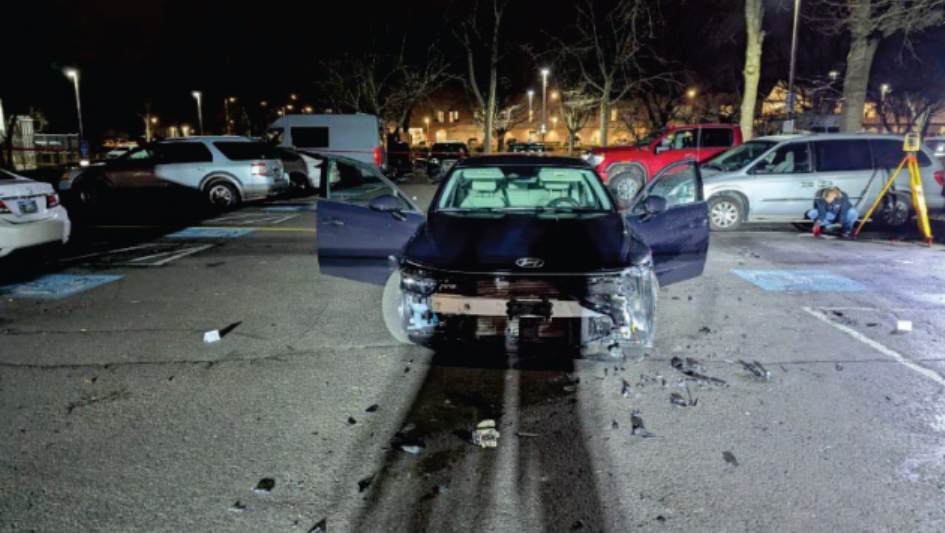 Front view of damaged Border Patrol vehicle in Jan. 8, 2026, Portland, Oregon double shooting involving federal law enforcement.