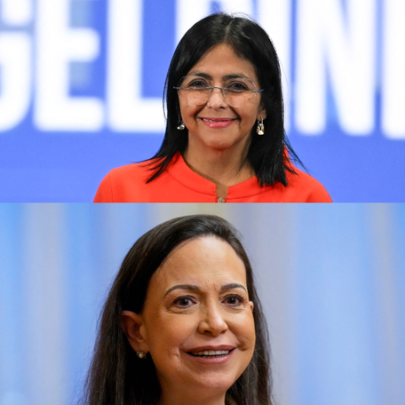 Delcy Rodriguez, top, and Maria Corina Machado.