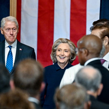 Former U.S. President Bill Clinton and Former First Lady Hillary Clinton arrive before the inauguration of Donald Trump as the 47th president of the United States.
