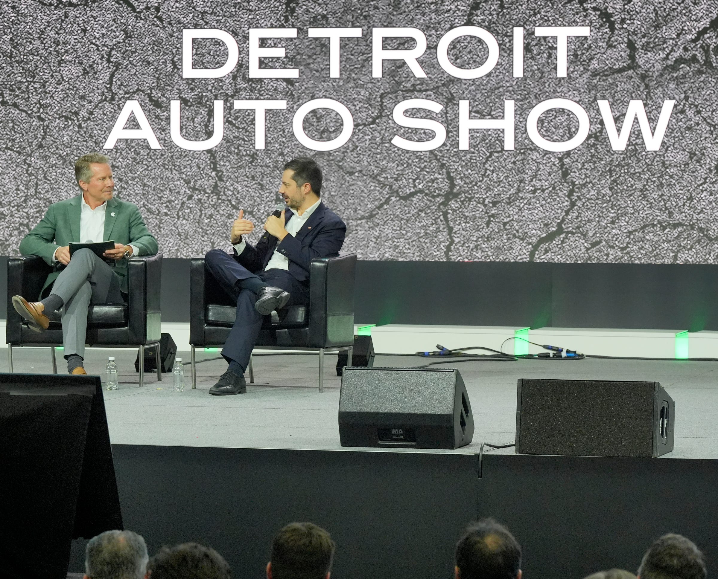 Buttigieg, speaking at the Detroit Auto Show with MSU President Kevin Guskiewicz, addressed a wide range of automotive topics.