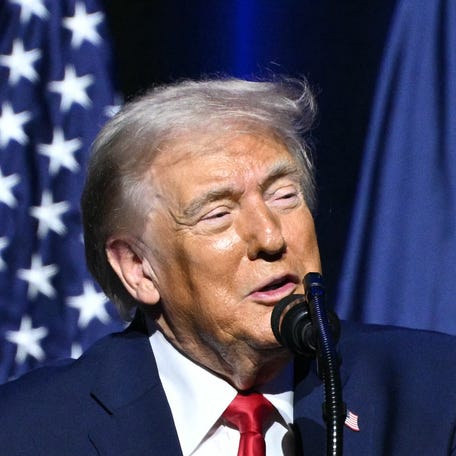 President Donald Trump speaks at the Detroit Economic Club in Detroit, Michigan, on January 13, 2026.