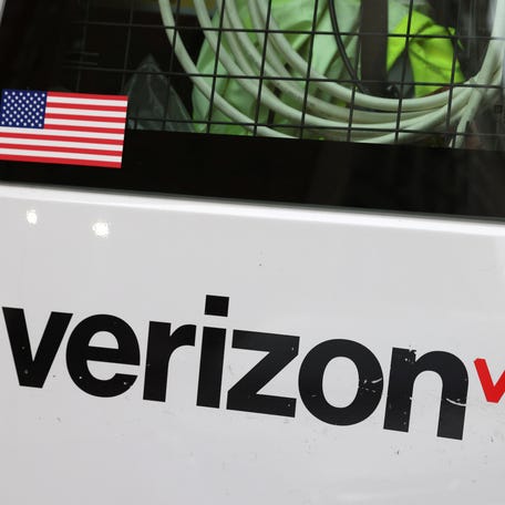 A Verizon logo is seen on a van in Manhattan, New York City, U.S., November 22, 2021.