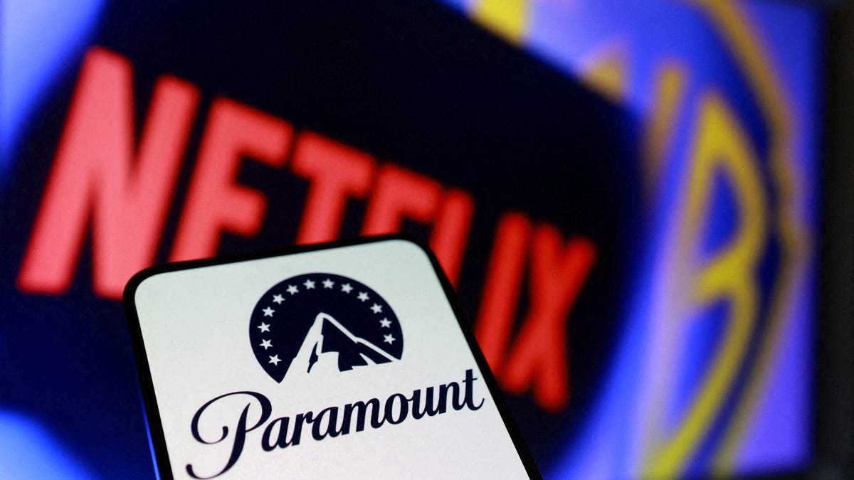Paramount, Netflix and Warner Bros logos are seen in this illustration taken December 8, 2025. REUTERS/Dado Ruvic/Illustration/File Photo