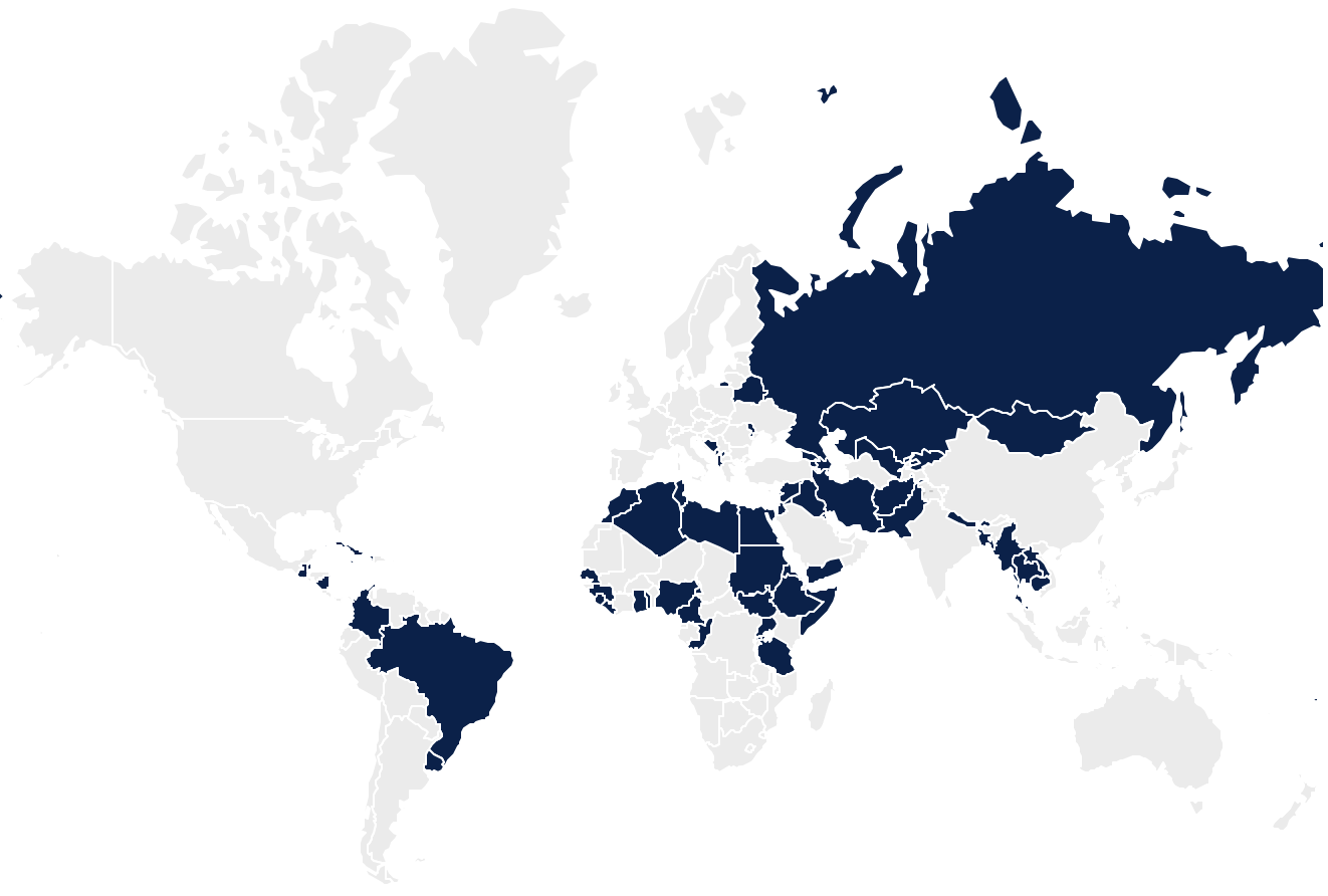 Map shows 75 countries on visa pause list