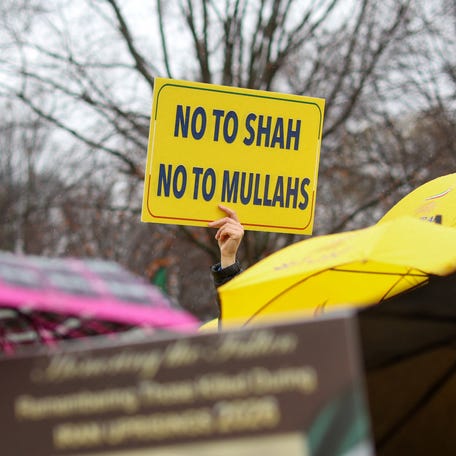Demonstrators who support protests in Iran rally outside the White House in Washington, DC, on Jan. 10, 2026.