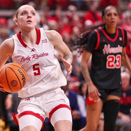 Texas Tech's Denae Fritz looks to score against Houston during a Big 12 Conference women's basketball game, Tuesday, Jan. 13, 2026, in United Supermarkets Arena.