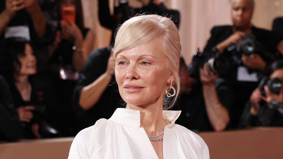 Pamela Anderson attends the 83rd annual Golden Globe Awards at the Beverly Hilton hotel in Beverly Hills, California, on Jan. 11, 2026.