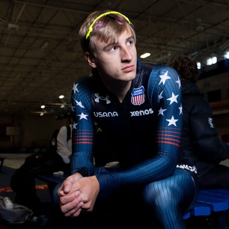 Olympic speed skater Jordan Stolz, shown here at the Pettit National Ice Center in August 2025, will be a heavy medal favorite at the Milano Cortina Olympics.