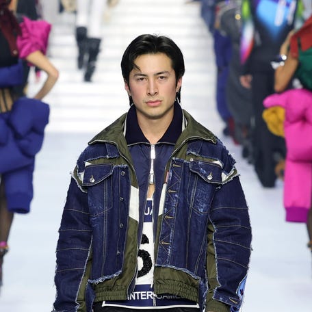 Hudson Williams walks the runway at the Dsquared2 fashion show during the Menswear Fall/Winter 2026-2027 on Jan. 16, 2026, in Milan, Italy.