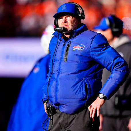 Buffalo Bills head coach Sean McDermott during the second quarter of an AFC Divisional Round playoff game against the Denver Broncos at Empower Field at Mile High.