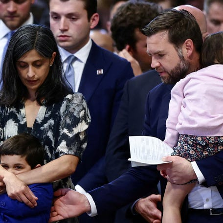 Vice President JD Vance and second lady Usha Vance attend the Good Friday Passion of the Lord service with their children in Saint Peter's Basilica at the Vatican, April 18, 2025.