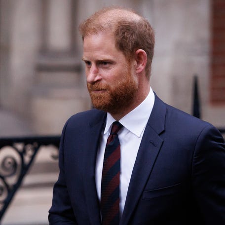 Prince Harry, Duke of Sussex, departs from a court case against Associated Newspapers at The Royal Courts of Justice on Jan. 21, 2026, in London.