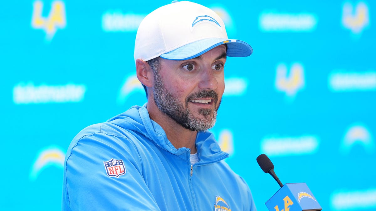 Los Angeles Chargers defensive coordinator Jesse Minter at press conference during training camp at The Bolt.