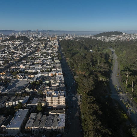 An aerial view of Golden Gate Park on June 5, 2024 in San Francisco, California.