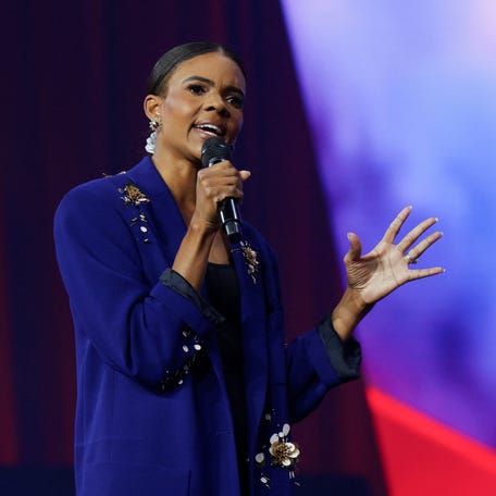 Political commentator Candace Owens addresses a conservative convention in Detroit on June, 14, 2024.