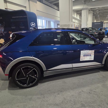 The Hyundai Ioniq 5, along with other domestically-produced cars on display at the 2026 Washington Auto Show