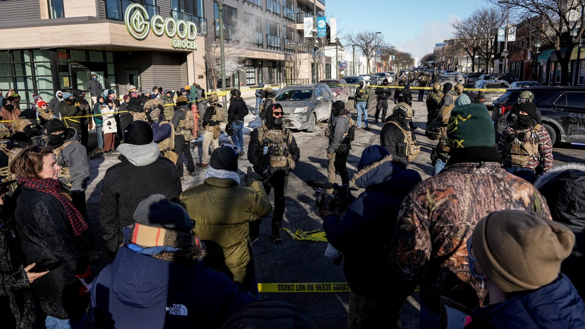 The scene of a shooting involving federal immigration agents in Minneapolis, Minnesota, January 24, 2026.