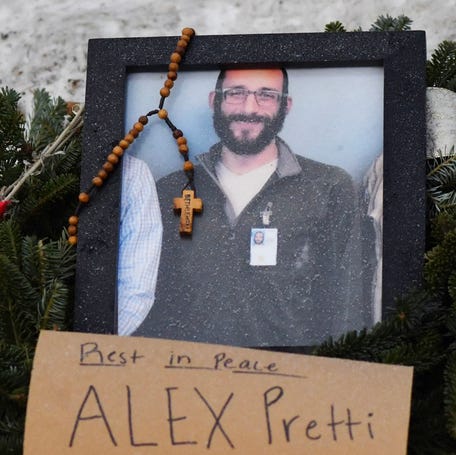 A picture of Alex Pretti is left at a makeshift memorial in the area where Pretti was shot dead a day earlier by federal immigration agents in Minneapolis, Minnesota, on Jan. 25, 2026. On January 24, federal agents shot dead US citizen Alex Pretti, a 37-year-old ICU nurse, while scuffling with him on an icy roadway, less than three weeks after an immigration officer shot and killed Renee Good, also 37, in her car. His killing sparked new protests and impassioned demands by local leaders for the   Trump administration to end its operation in the city.