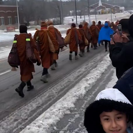 The Buddhist monks on their 